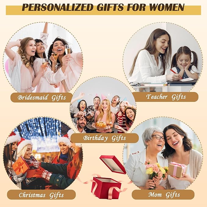 YOOLIFE Christmas Gifts for Women - Initial Jute Tote Bag & 2 Makeup Bags Personalized Gifts for Women Teacher Mom Friend