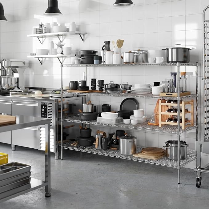 24" Deep x 72" Wide x 54" Height Wire Shelving Kit | 4-Tier | NSF Commercial Storage Rack Unit