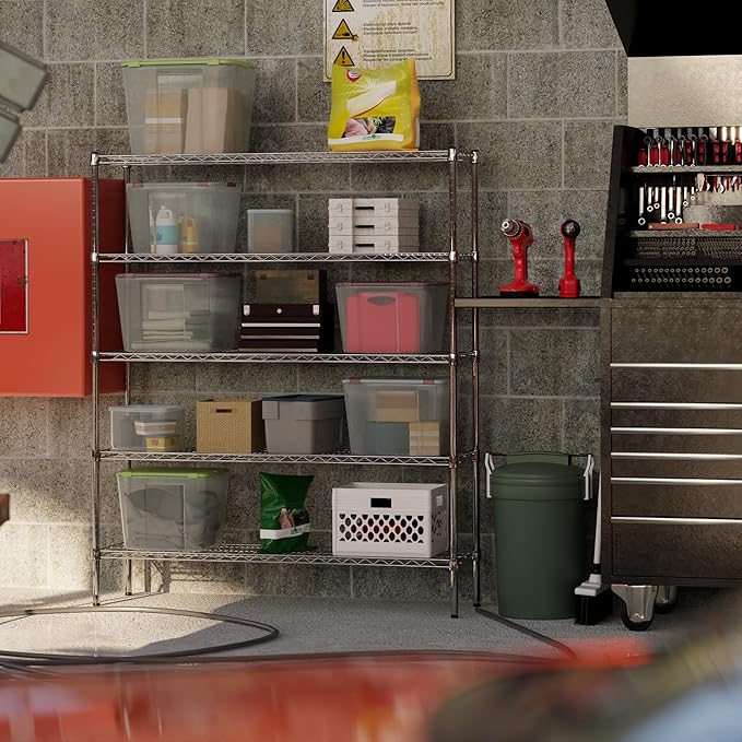 14" Deep x 54" Wide x 64" Height Wire Shelving Kit | 5-Tier | NSF Commercial Storage Rack Unit