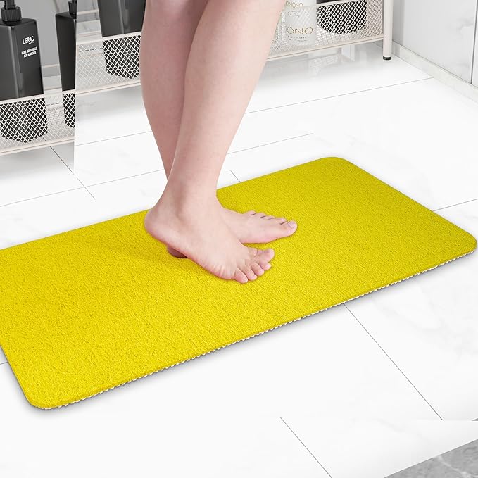 Non-Slip Bathtub Mat, Anti Slip Shower Mat, Fast Drying Bathtub Mats, Foot Scrubber Mat, Anti Slip Mat for Tub, Floor, Bathroom, Kitchen, Home, Hotel (Yellow 40"×28")