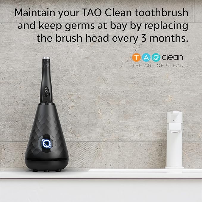 TAO Clean Umma Diamond Sonic Toothbrush Replacement Heads (3-Pack) – Replacement Heads for the TAO Clean Electric Toothbrush and Docking Station, Black