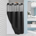 Stall No Hook Shower Curtain with Snap in Liner,230GSM Waffle Weave Shower Curtains for Bathroom,60W x 74H,Black