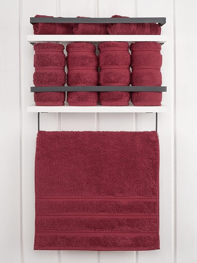 American Soft Linen Luxury Hand Towels for Bathroom, 600 GSM 100% Cotton Turkish 4 Piece Hand Towel Set, 600 GSM Hand Face Towels for Kitchen, Bordeaux Red Hand Towels