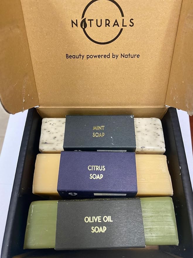 O Naturals Bar Soap for Men - 3-Pcs Mens Soap Bar - Natural Soap - Mens Bar Soap - Body Soap Bars - Men Soap - Natural Soap for Men - Organic Men's Soap Bars - Exfoliating Soap Bar - Citrus,Olive&Mint