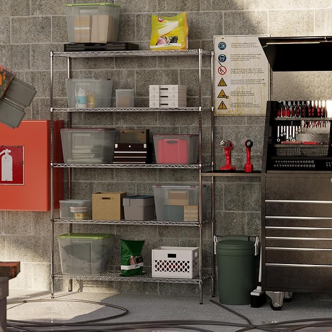 18" Deep x 54" Wide x 86" Height Wire Shelving Kit | 5-Tier | NSF Commercial Storage Rack Unit