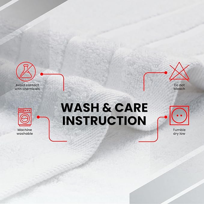 Infinitee Xclusives 100% Cotton Luxury Bath Towels Set of 2 (27x54 Inches) (Brilliant White, Bath Towels - Pack 2)