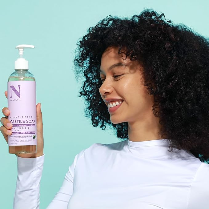 Dr. Natural Castile Liquid Soap - Multi-Use Body Wash, Shampoo and Face Wash - Hydrating Body Soap for Skin, Hair, Pets and Home - Lavender - 16 oz