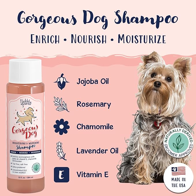 Bobbi Panter Dog Shampoo - Made in USA - All Natural Formula for Whitening All Coats, Enhances Shine & Moiturizes - Concentrated 20:1 for Professional Groomers - Peach Scent, 13 Oz (Case of 12)