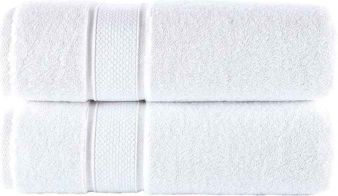 NOVA Luxury Linen - Hotel Quality Turkish Towel Set for Bathroom (2 Pcs Bath Towel Set, Pure White)