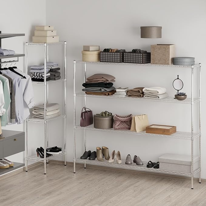 14" Deep x 72" Wide x 64" Height Wire Shelving Kit | 4-Tier | NSF Commercial Storage Rack Unit