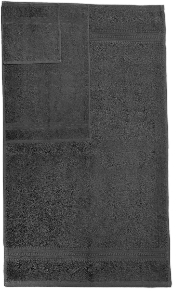 Ample Decor Bathroom Towel Set of 18-4 Hand Towel, 4 Bath Towel, 10 Wash Cloths - Oeko Tex Certified 600 GSM 100% Cotton - High Absorbency Quick Drying, Ideal for Gifting - Grey