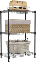 IZEUK 3 Tier Metal Wire Shelving Rack Storage Shelves for Kitchen, Bedroom, Living Room or Laundry Room, Black, 17.7" W x 11.8" D x 28.8" H