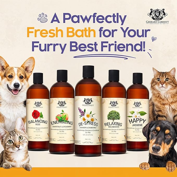 Dog Shampoo and Conditioner Balancing Rose 16 Fl Oz Dog Shampoo Itchy Skin Relief, Aromatherapy Natural Dog Shampoo for Smelly Dogs with Aloe Vera, Rose & Oatmeal Shampoo for Dogs by Gerrard Larriett