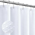 Gibelle Long Shower Curtain 72 x 78, Tall Waffle Weave Textured Fabric Shower Curtain for Bathroom, Water Repellent, Machine Washable, White