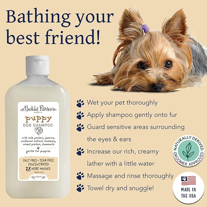 Bobbi Panter Puppy Dog Shampoo, Milk & Honey Fragrance, Nourishing & Gentle, Concentrated 30:1, 14 oz., Made in The USA