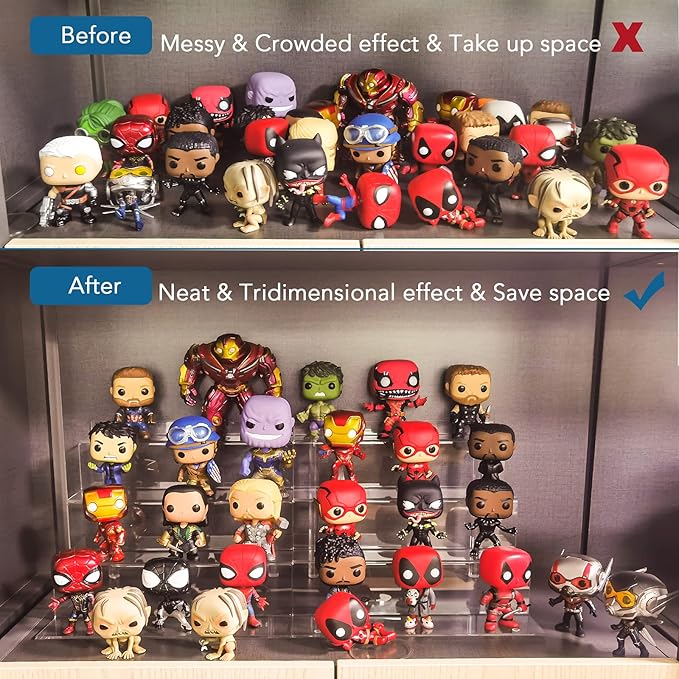 9 Inch Acrylic Shelf for Perfume Organizer, 4 Tier Funko POP Shelves, Cologne Organizer Tiered Riser Display Stand, Acrylic Display for Decoration