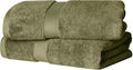Superior Egyptian Cotton Pile Bath Towel Set of 2, Ultra Soft Luxury Towels, Thick Plush Essentials, Absorbent Heavyweight, Guest Bath, Hotel, Spa, Home Bathroom, Shower Basics, Forest Green