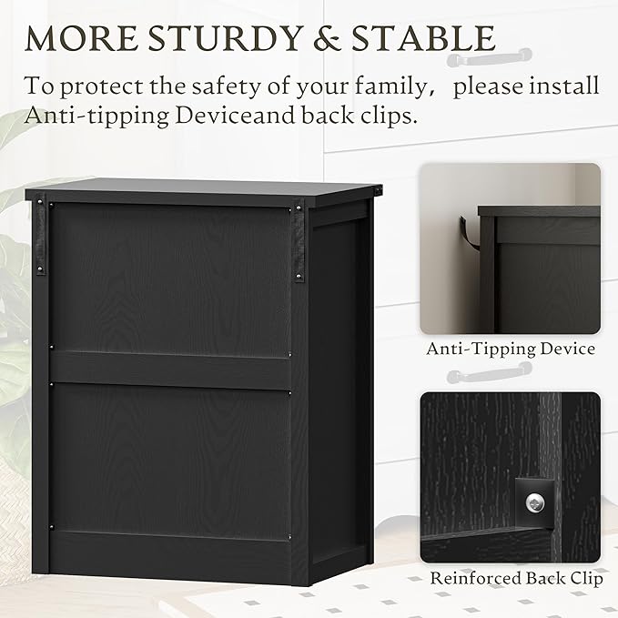 3-Drawer Dresser for Bedroom, Small Wooden Chest of Drawers with Metal Handles, Narrow Storage Cabinet with Anti-Tipping Design, Sturdy Dresser Organizer for Closet, Living Room, Entryway