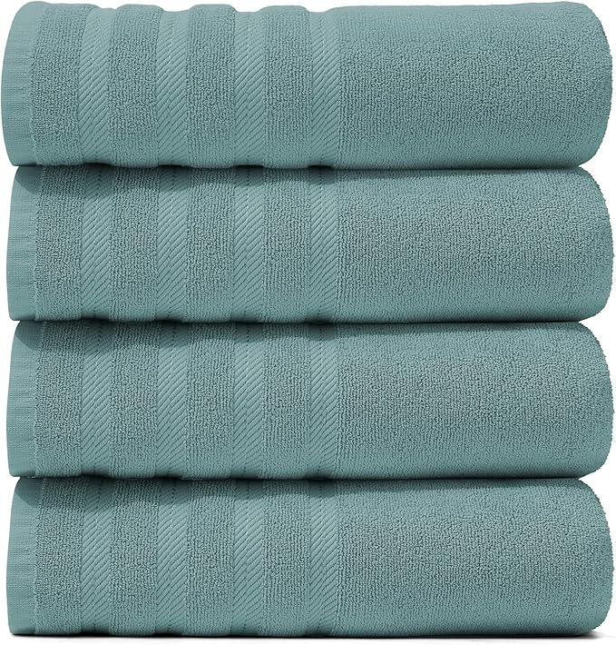 Hearth & Harbor Bath Towels for Bathroom - 100% Ring Spun Cotton Luxury Bathroom Towels - Soft & Highly Absorbent 4 Bath Towels, Teal