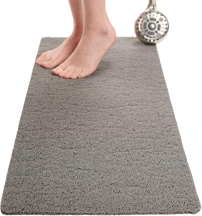 Non Slip Bathtub Mat Shower Mat for Tub - Loofah Bath Mats for Bathroom - 40x16 Bathtub Floor Mat - Textured Anti Slip Bath Mat Without Suction Cups - Secure Mat for Wet Areas (40x16 Gray)