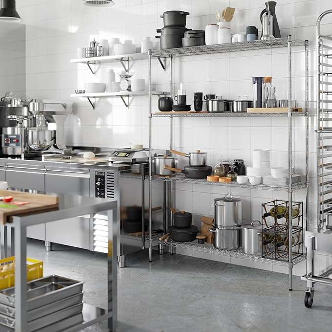 14" Deep x 54" Wide x 74" Height Wire Shelving Kit | 4-Tier | NSF Commercial Storage Rack Unit