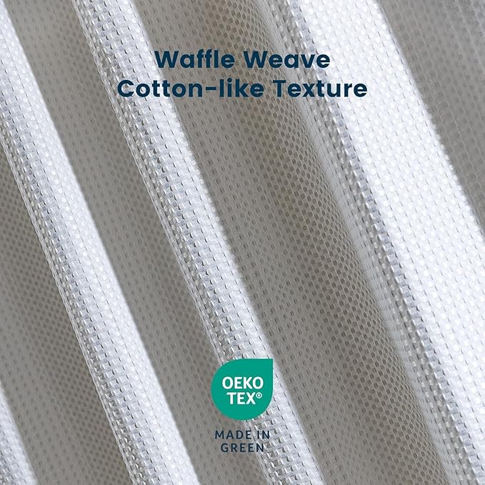 SLEEP ZONE Shower Curtain Liner, Waffle Shower Curtains for Bathroom, Heavy Duty Thick Fabric Shower Curtains - 285GSM Luxury Weighted Polyester Bath Curtain, 72" × 86" (Pure White)
