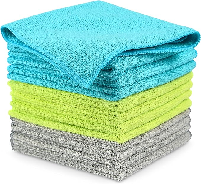 AIDEA Microfiber Cleaning Cloth-12PK, Soft Microfiber Towels for Cars, Absorbent Cleaning Rags, Lint-Free Streak-Free Wash Cloths for House, Kitchen, Window(12in.x12in)
