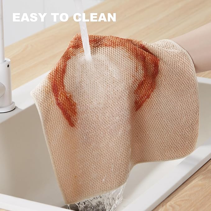 JOYMOOP Microfiber Cleaning Cloth, Soft Absorbent Cloth, Multi-Purpose Cleaning Cloth, Highly Absorbent Cleaning Rags, Lint-Free, Streak-Free Cleaning Cloths for Kitchen Home Office, 5Pcs