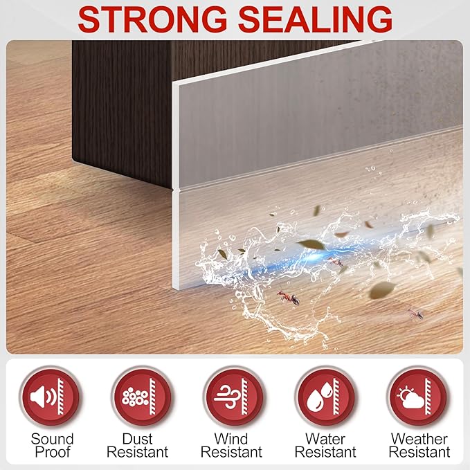 MYFAMIREA Door Weather Stripping 2IN (W) x 10FT (L) Door Draft Stopper Seal Tape Silicone Seal Strip Self Adhesive Shower Sweep Insulation Tape Side Bottom Strip for Sliding Glass Window Gap, Clear