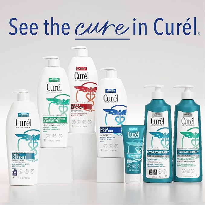 Curel Ultra Healing Intensive Fragrance-Free Lotion For Extra-Dry Skin, Dermatologist Recommended, Ideal for Sensitive Skin, Cruelty Free, Paraben Free, 1 Oz, Pack of 30