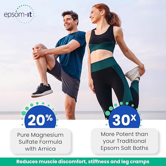 Epsom-It Soothing Muscle Magnesium Lotion – Epsom Salt Topical Cream with Arnica and Magnesium Sulfate - Designed for Muscle Stiffness, Leg Cramps, Feet, Knees and Achy Feet - 8.0 oz