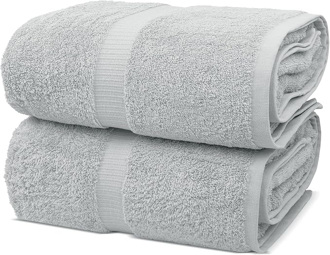 Chakir Turkish Linens, 100% Cotton Premium Quality Turkish Bath Sheets (35''x70'' Large Bath Sheet Towels - Silver Gray)