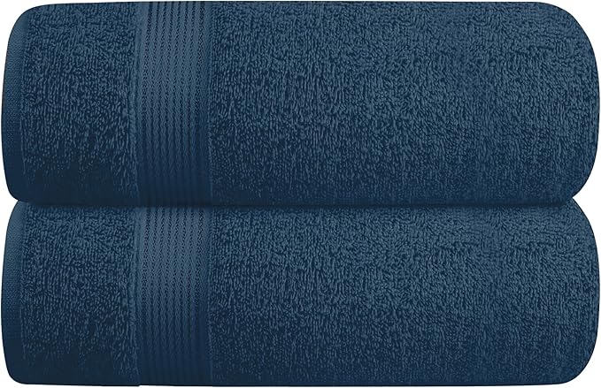 Belizzi Home Cotton 2 Pack Oversized Bath Towel Set 28x55 inches, Large Bath Towels, Ultra Absorbant Compact Quickdry & Lightweight Towel, Ideal for Gym Travel Camp Pool - Mineral Blue