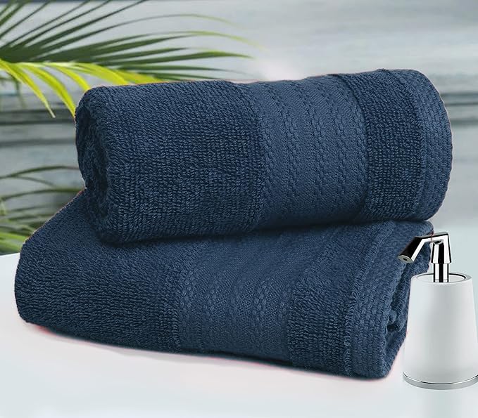 GLAMBURG Premium Cotton 4 Pack Bath Towel Set - 100% Pure Cotton - 4 Bath Towels 27x54 - Ideal for Everyday use - Ultra Soft & Highly Absorbent - Mineral Blue