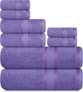 Casa Lino Bath Towel Set of 8 (2 Bath Towels, 4 Wash Cloths & 2 Hand Towels for Bathroom) - 100% Cotton - Highly Absorbent & Quick Dry - Guest Room Essentials for Bathroom Set - (Purple)