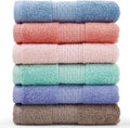 Cleanbear Face-Cloth Washcloths Set,100% Cotton, High Absorbent, 6-Pack 6 Colors, Size13 x13-deep Color