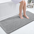 OLANLY Bathroom Rugs 47x20, Extra Soft Absorbent Chenille Bath Rugs, Rubber Backing Quick Dry, Machine Washable Bath Mats for Bathroom Floor, Tub and Shower, Home Decor Accessories, Light Grey