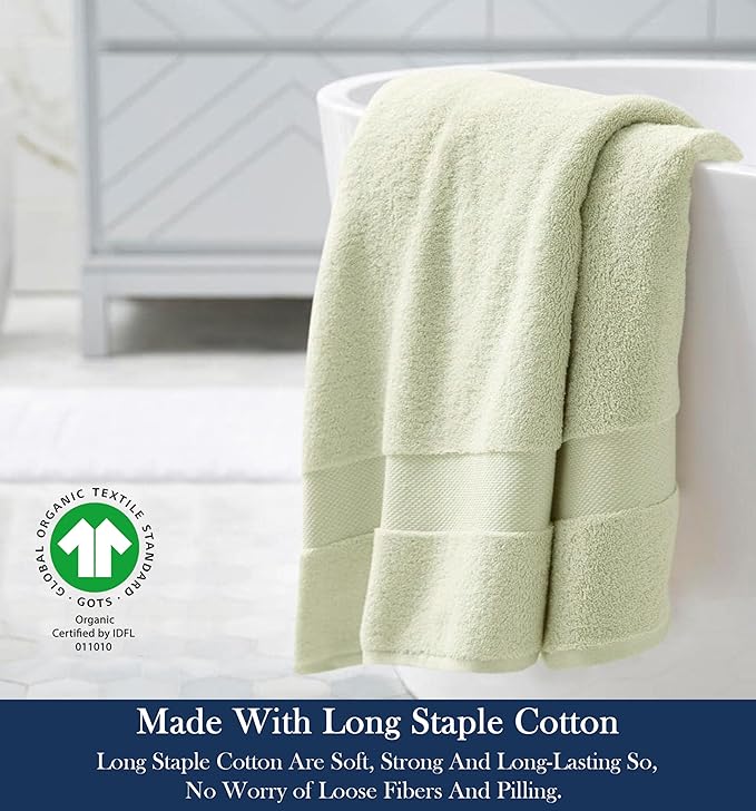 Delara Organic Cotton Luxuriously Plush Bath Sheet | GOTS & Oeko-TEX Certified | Premium Hotel Quality Towels | Feather Touch Technology| 650 GSM Long Staple|Soft, Quick Dry & Ultra-Absorbent 36"x70"