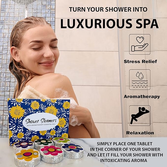 Shower Steamers for Women Gift Set – 24 Pack (4 Boxes of 6), Aromatherapy Shower Bombs w/Essential Oils, Relaxing Shower Melts, Perfect Spa Gift for Christmas, Stocking Stuffers for Women, Men, Teens