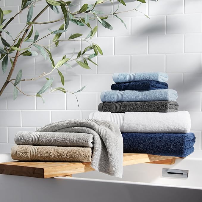 Arkwright 100% Cotton Luxury 36 Piece Bath Towel Sets Bulk - Case of 6 - Soft & Absorbent 600 GSM, Quick-Drying, Perfect for Beach Houses, Hotels, and Rental Properties, Misty Blue