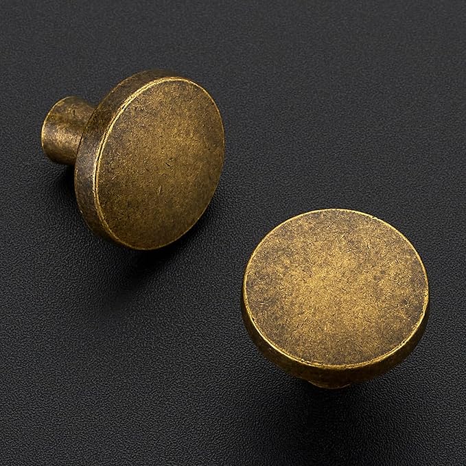 Ravinte 5 Pack Drawer Pulls 1-1/4 Inch Kitchen Cabinet Knobs Solid Round Dresser Drawer Knobs Antique Brass Dresser Knobs Drawer Knobs Simple Cabinet Hardware for Cupboard Drawer Pulls