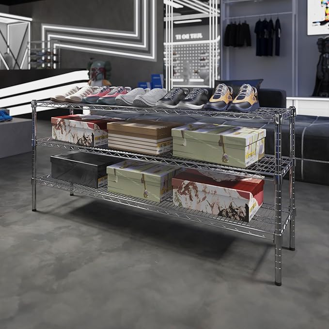 14" Deep x 60" Wide x 27" Height Wire Shelving Kit | 3-Tier | NSF Commercial Storage Rack Unit