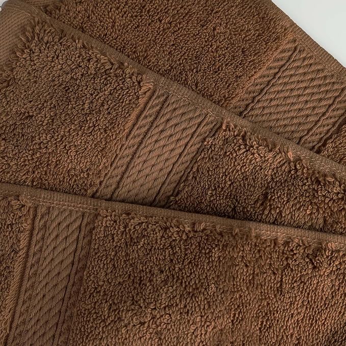 Superior Egyptian Cotton Pile Bath Towel Set of 4, Ultra Soft Luxury Towels, Thick Plush Essentials, Absorbent Heavyweight, Guest Bath, Hotel, Spa, Home Bathroom, Shower Basics, Chocolate