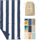 SUN'Y Waffle Microfiber Beach Towel – Sand Free, Quick Dry, Ultra Absorbent, Lightweight & Compact Travel Towel with Carry Bag - Large (63” x 31.5”), Nautical Navy