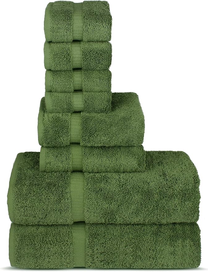 Chakir Turkish Linens | Hotel & Spa Quality 100% Cotton Premium Turkish Towels | Soft & Absorbent (8-Piece Towel Sets, Moss)