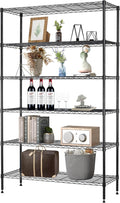 BestOffice | 6-Tier Wire Storage Shelves | 42x16x72 | Black | with Adjustable Racks | Heavy-Duty Metal Shelf, Holds Upto 1500 lbs | No-Tool Assembly | Ideal for Home & Garage Shelving