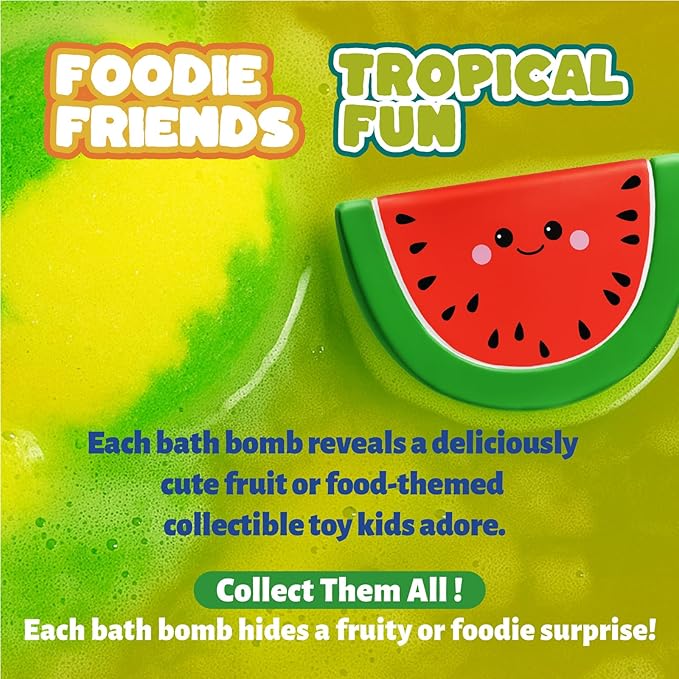 Kids Bath Bombs with Food Toys Inside, 16 Pack Colorful Surprise Bath Fizzies Set, Organic Fizzy Bubble Bath Bombs for Girls & Boys, Ages 3+