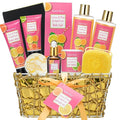 Bath Spa Body Gift Set, Luxury Christmas Gifts for Women Citrus Pink Grapefruit Spa Kit Gift Woman, 11 Pcs Self Care Kit Gifts With Bubble Bath, Massage Oil, Bath Brush, Birthday Gifts for Women