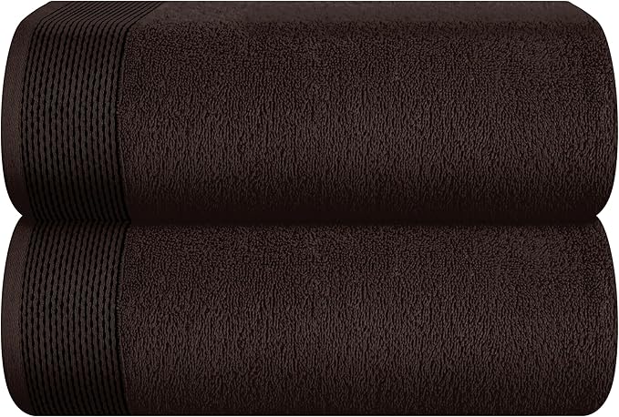 Belizzi Home Cotton 2 Pack Oversized Bath Sheet 35 x 70, Large Bath Sheet, Ultra Absorbent, Compact, Eco-Friendly and 100% Recyclable, Quick Drying and Lightweight Towel - Chocolate Brown