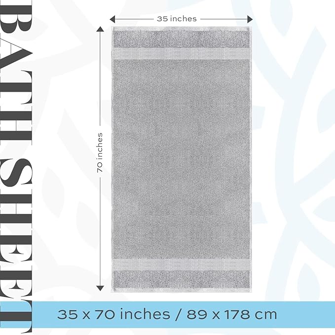 White Classic Luxury Bath Sheets Towels for Adults Extra Large | Highly Absorbent Hotel Collection | 35x70 Inch | 2 Pack (Dolphin Gray)